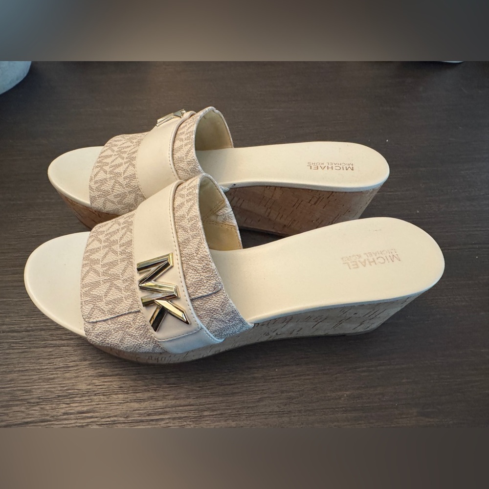 Michael Kors Beige Jilly Platform Wedge Sandals